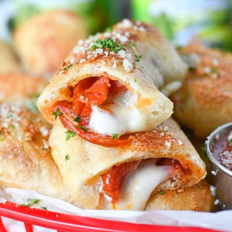Pizza-Stuffed Mozzarella Sticks with Pepperoni