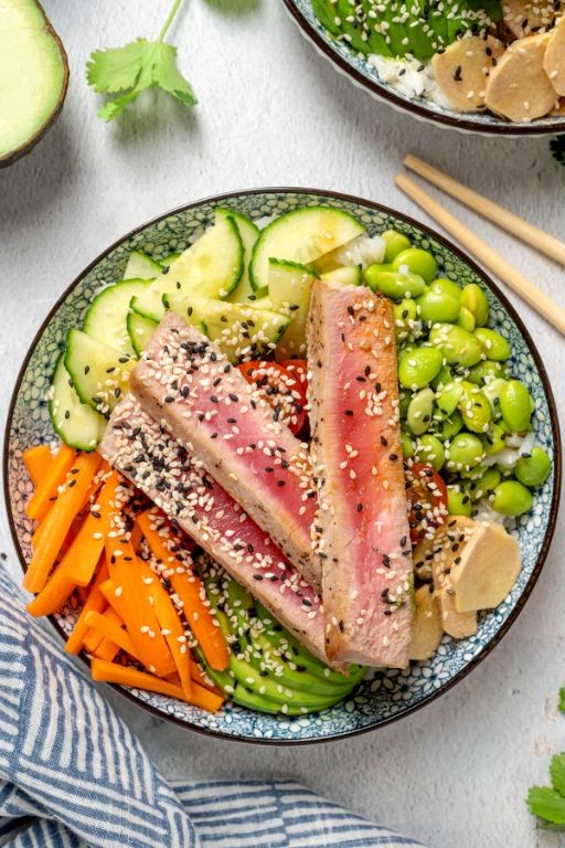 Poke-Style Tuna Sushi Bowl with Sesame Dressing
