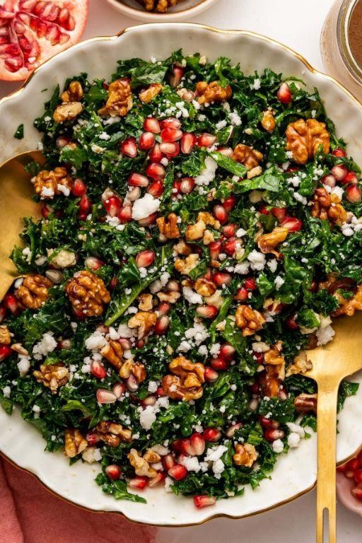 Pomegranate and Kale Salad with Candied Walnuts