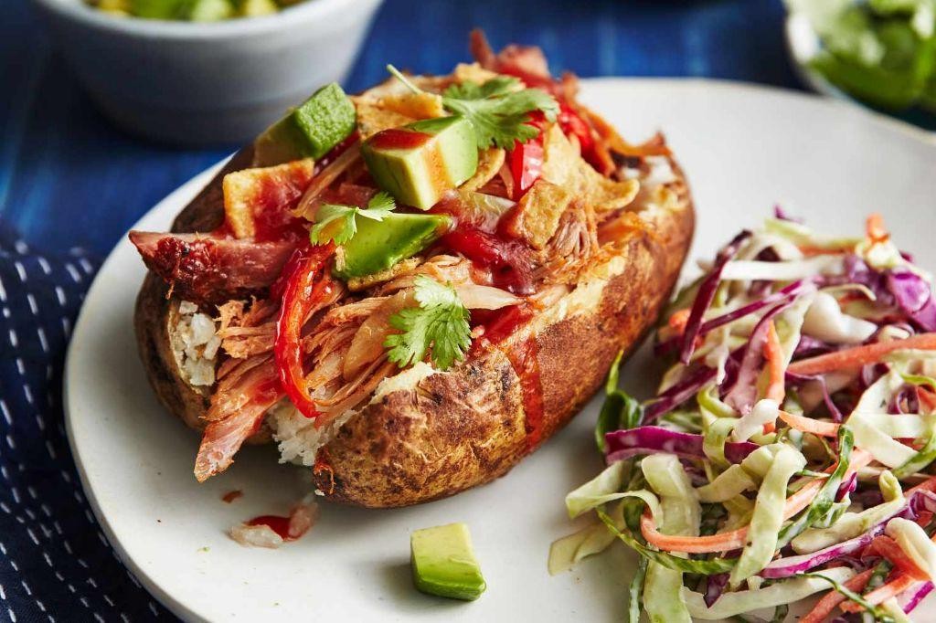 Pork BBQ Loaded Baked Potatoes