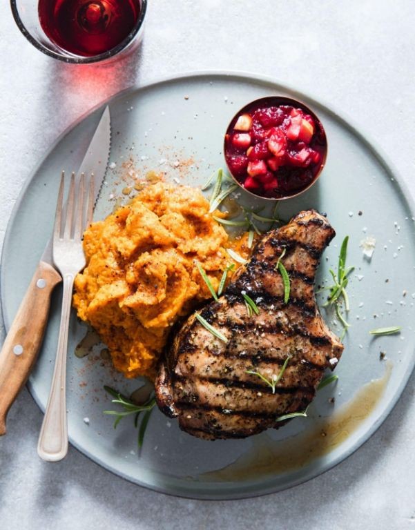 Pork Chops with Sweet Potato Mash