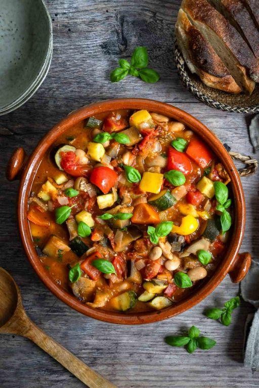 Provençal olive and ratatouille stew