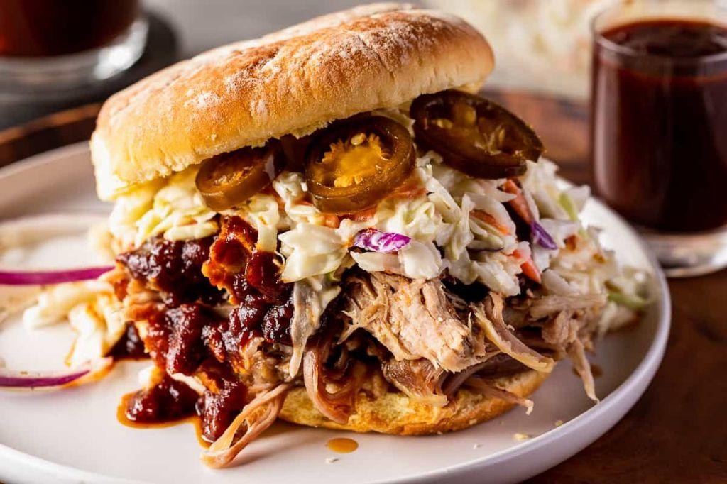 Pulled Pork and Coleslaw Sandwich