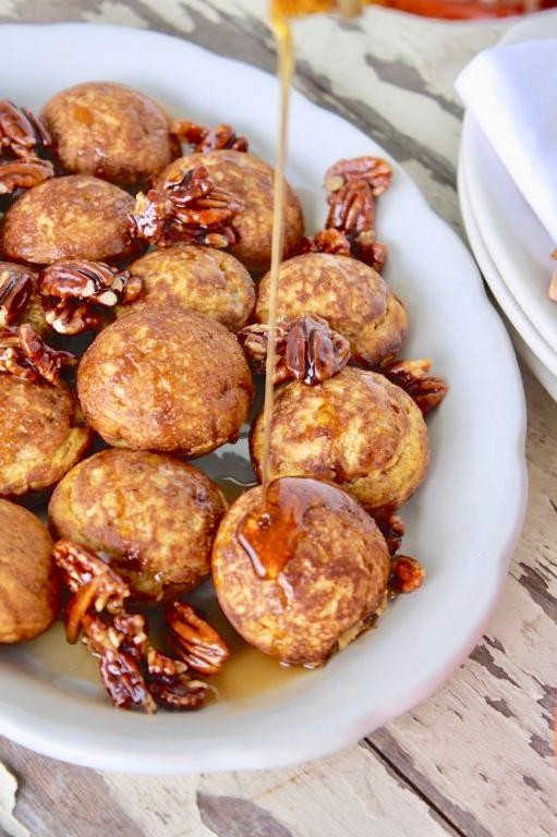 Pumpkin Spice Ebelskiver with Maple Glaze