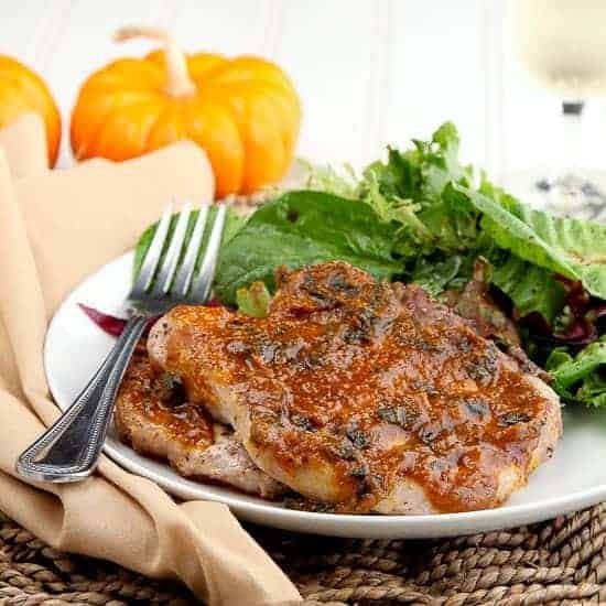 Pumpkin Spice Pork Chops with Sage