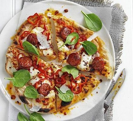 Quick Chorizo and Pepper Pizza