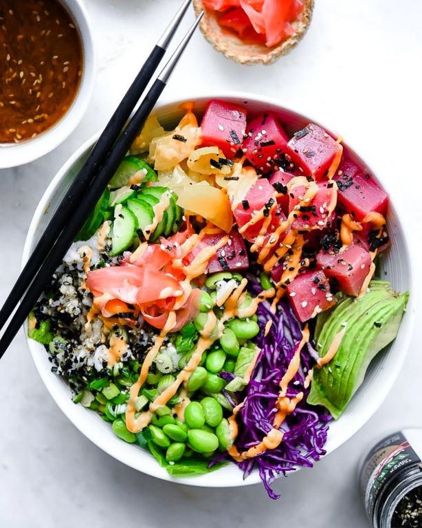 Rainbow Sushi Bowl with Fresh Sashimi