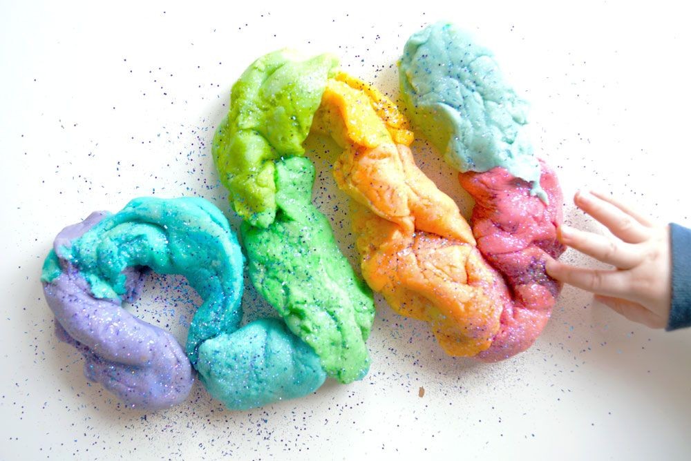 Rainbow Swirl Playdough with Cream of Tartar