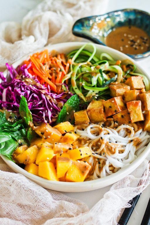 Rainbow vegetable tofu salad