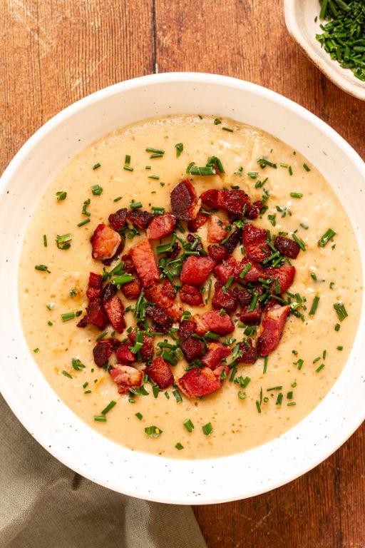 Red Skin Potato Soup with Crispy Bacon