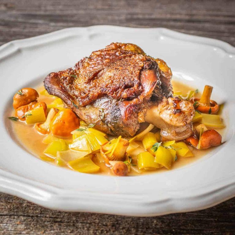 Roast peacock with saffron sauce