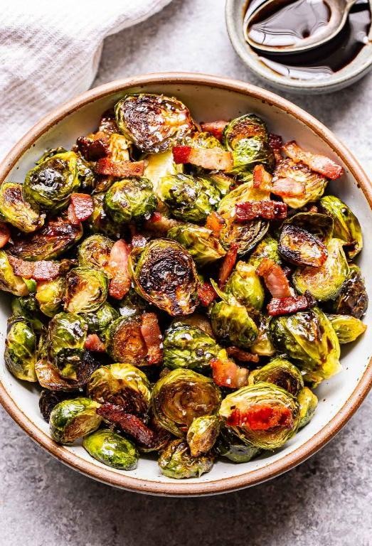 Roasted Brussels Sprouts with Bacon and Balsamic