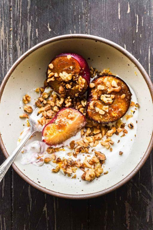 Roasted Plums with Cardamom and Yogurt