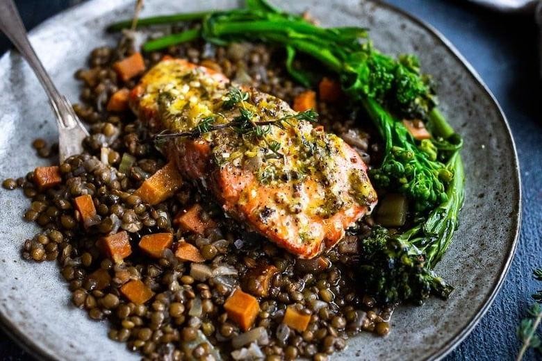 Salmon and Lentil Stew with Winter Spices