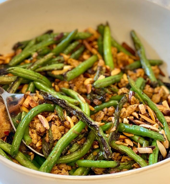 Sausage and Green Bean Almondine