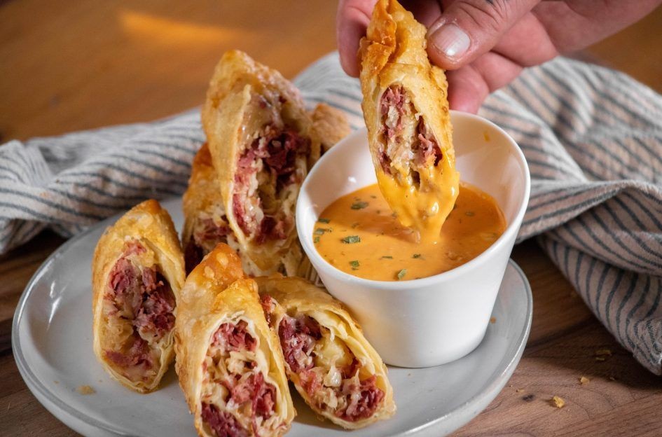 Sausage and Sauerkraut Egg Rolls