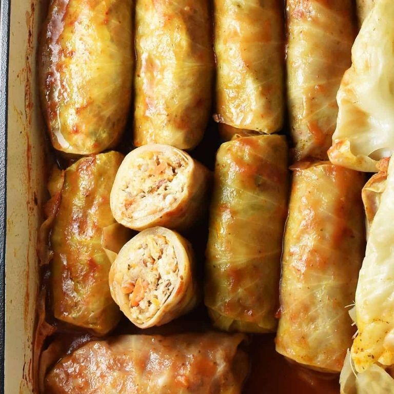 Sausage and Sauerkraut Stuffed Cabbage Rolls