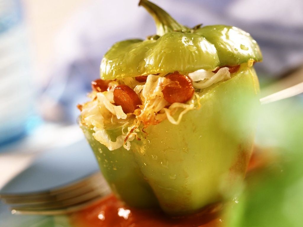 Sausage and Sauerkraut Stuffed Peppers