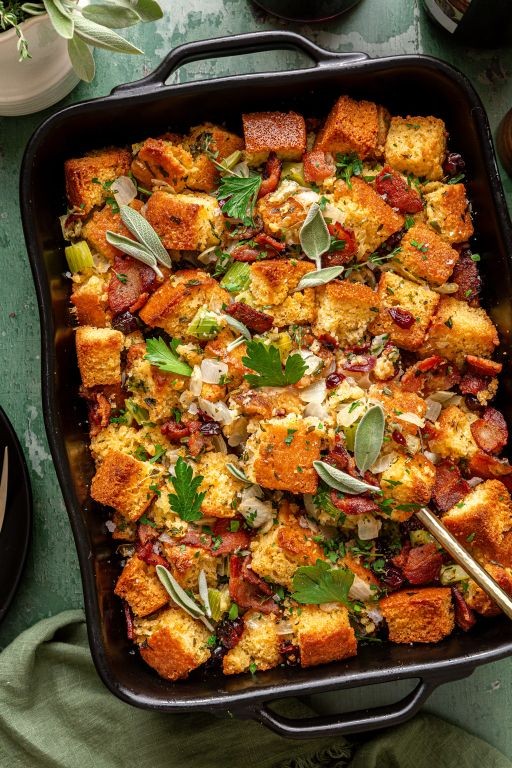 Savory Cornbread Dressing with Bacon and Onions
