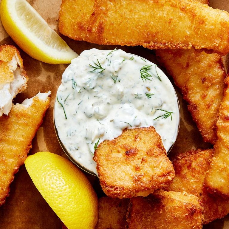 Savory Dill-Battered Cod with Tzatziki
