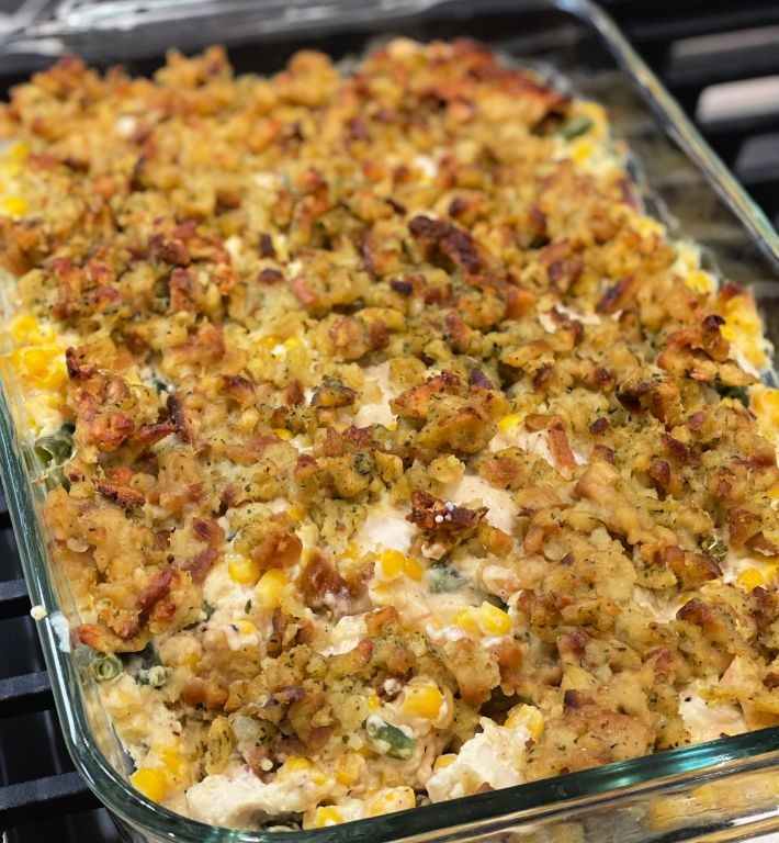 Savory Mushroom Chicken and Dressing Casserole
