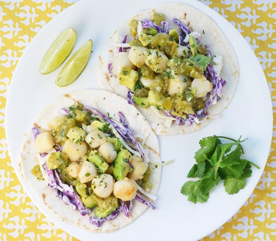 Scallop Tacos with Cilantro Lime Slaw