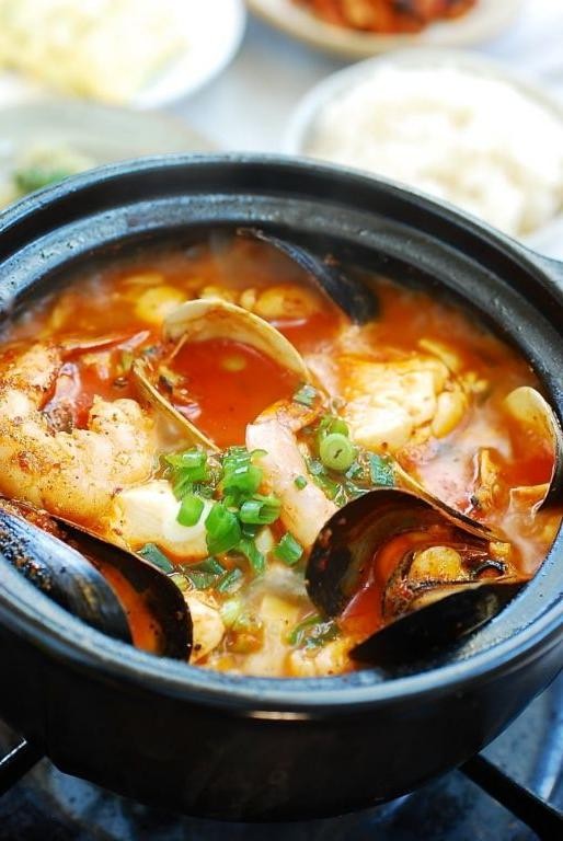 Seafood Sundubu-Jjigae with Spicy Broth