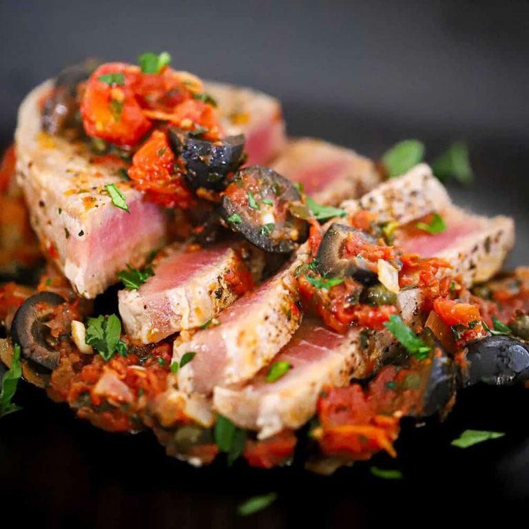 Seared Tuna with Mediterranean Salsa