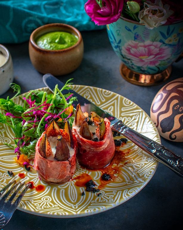 Serrano Ham and Fig Pintxos with Balsamic Glaze