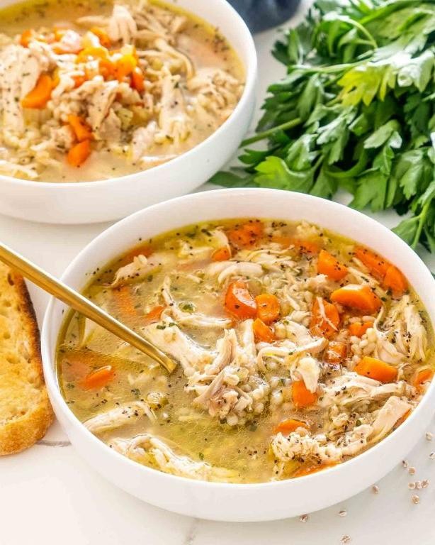 Shredded Chicken and Barley Soup
