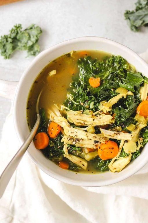Shredded Chicken and Kale Soup