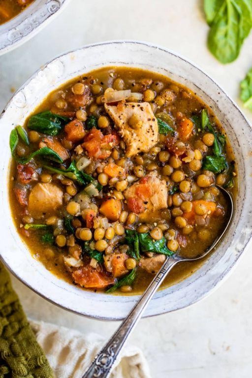 Shredded Chicken and Lentil Soup