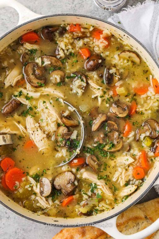 Shredded Chicken and Mushroom Soup