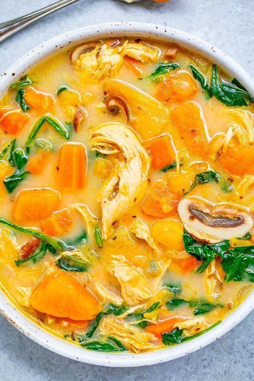 Shredded Chicken and Sweet Potato Soup