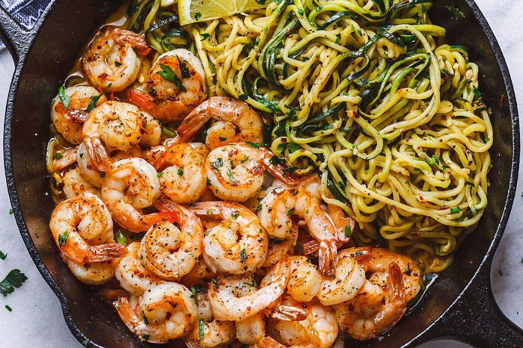Shrimp and Zucchini Skillet with Lemon Butter Sauce