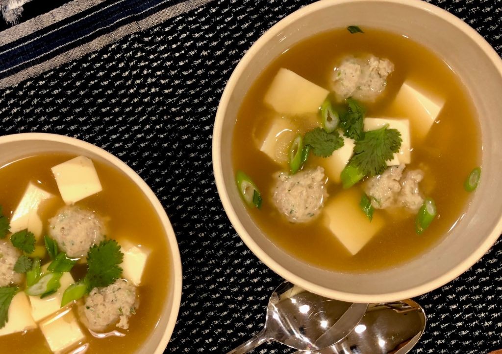 Silken Tofu Dumplings in Broth