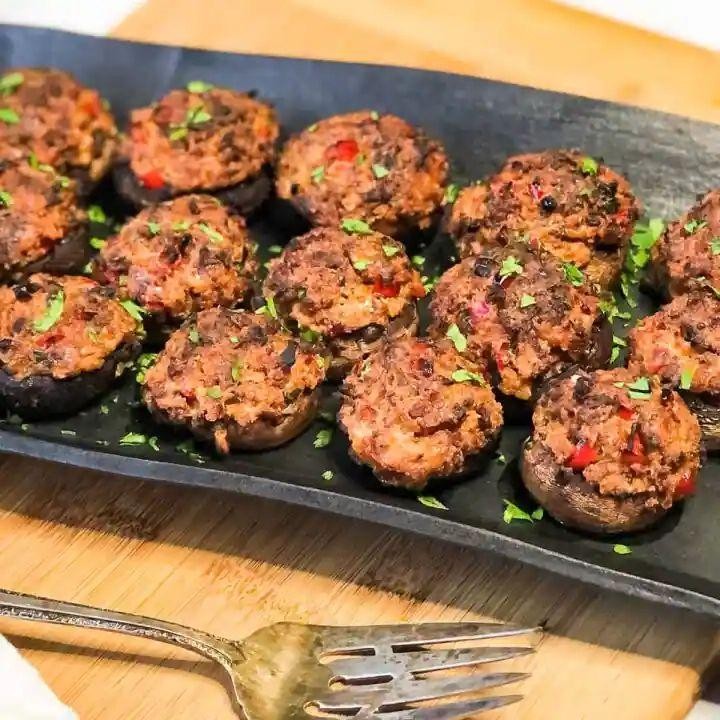 Simple Chorizo and Cheese Stuffed Mushrooms