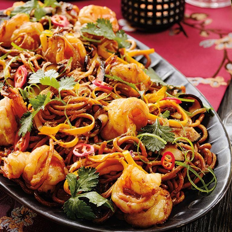 Singapore Noodles with Spicy Sambal Sauce