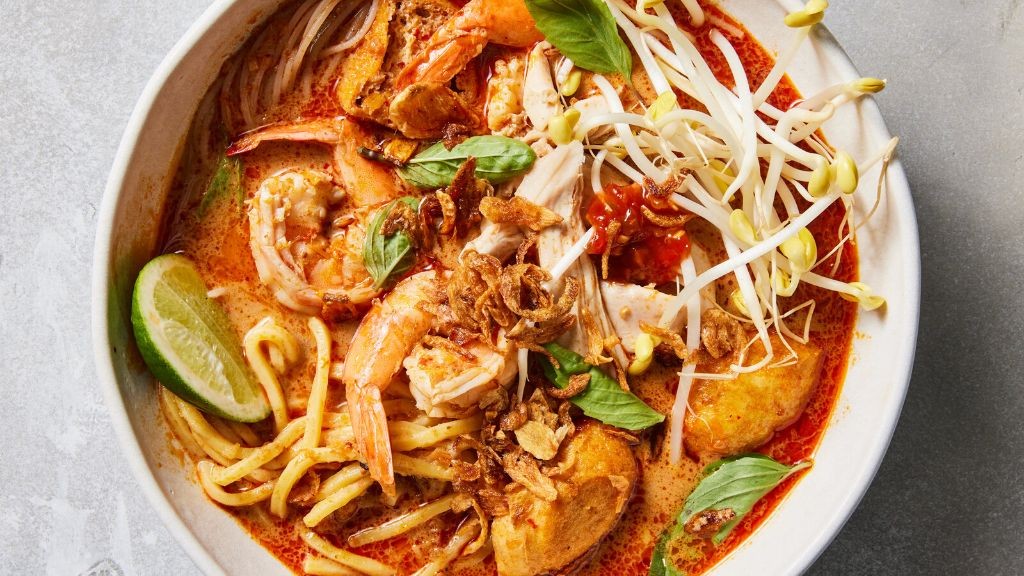 Singaporean Curry Chicken Thighs with Laksa Leaves