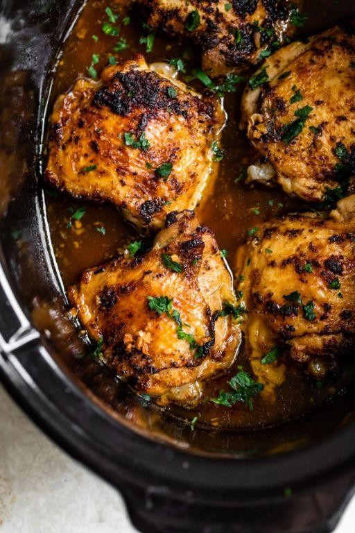 Slow Cooker Frozen Chicken Thigh Stew