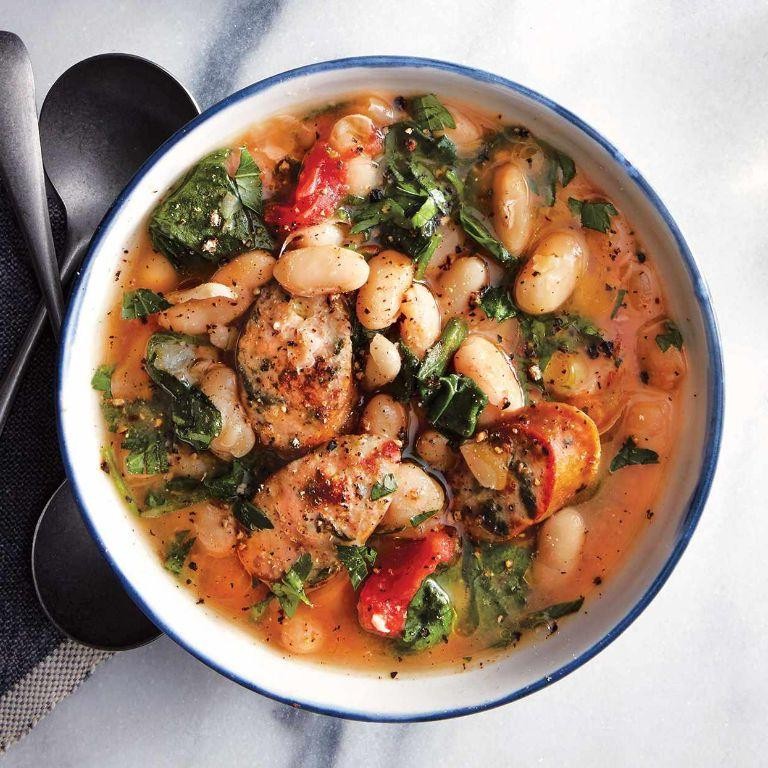 Slow Cooker Kielbasa and White Bean Stew