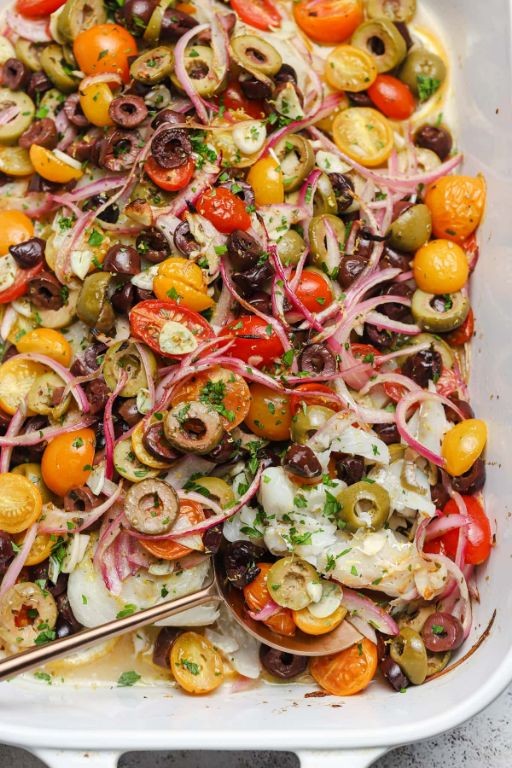 Slow Cooker Mediterranean Braised Cod