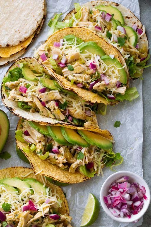 Slow Cooker Salsa Verde Chicken Tacos