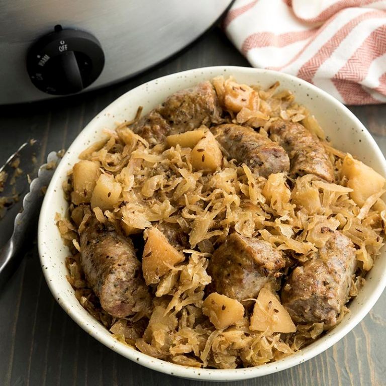Slow Cooker Sausage and Sauerkraut Stew