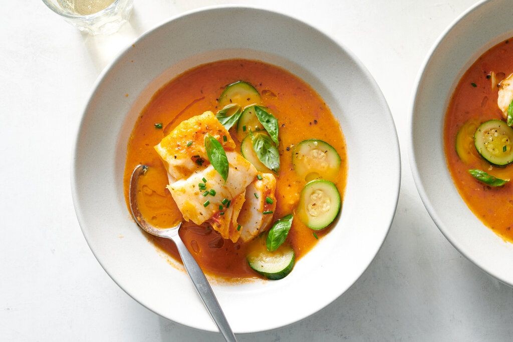 Slow Cooker Tomato Basil Fish Soup