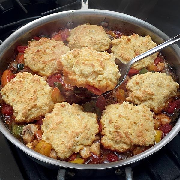 Smoky Chicken Pot Pie with Cornmeal Biscuits