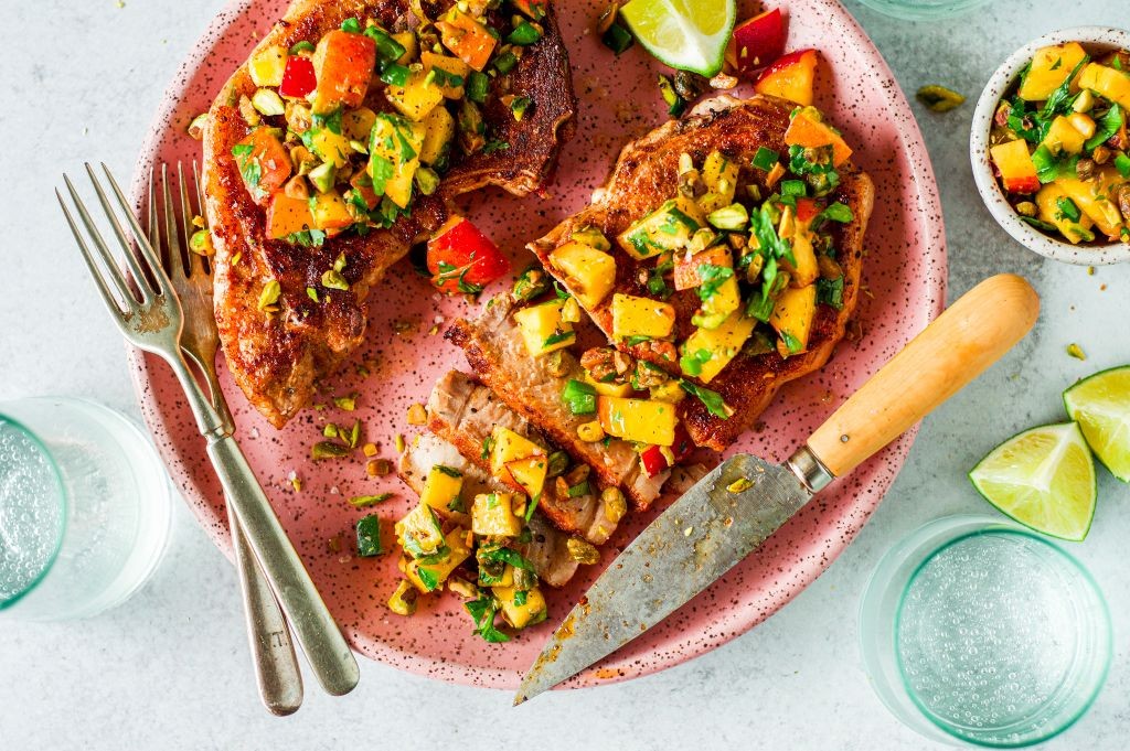 Smoky Grilled Pork Chops with Avocado Salsa