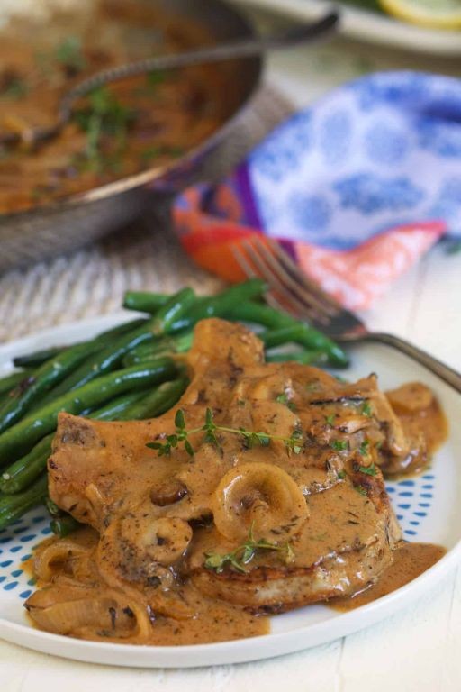 Smothered Mushroom Pork Chops with Onions