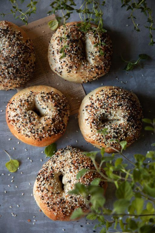 Sourdough Bagels with Everything Seasoning
