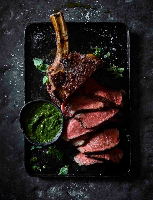 Spice-Rubbed Ribeye Roast with Chimichurri